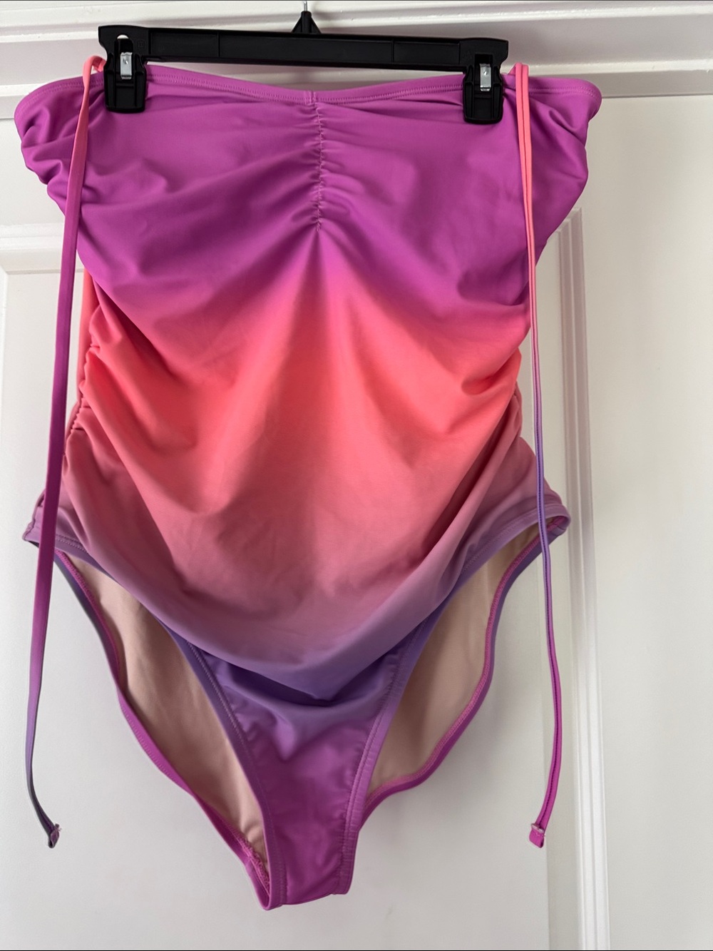 Ombre Pink to Purple Ruched One-Piece Swimsuit